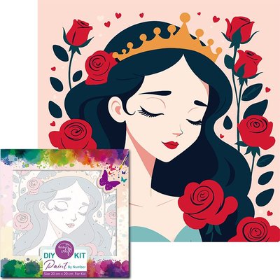 Paint by Number Kids DIY Kit, (20x20)(Princess and Roses-10C) Image