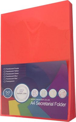 Paper Lion L-Sharp PVC Secretarial Folder (Pack of 50)(Red)(50 Pieces) Image