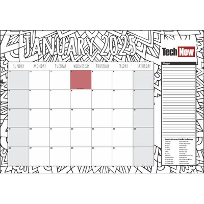 Desk A3 Calendar Coloring Pad (2025) Image