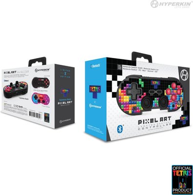 Hyperkin Official Tetris Pixel Art Bluetooth Switch Controller Tetrimino Stack Image
