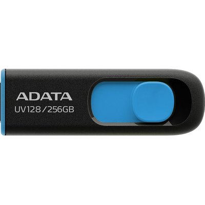 Adata UV128 Retractable USB Flash Drive (USB 3.2)(256GB)(Black & Blue) Image