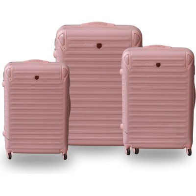 Roller Luggage Trolley Bag - Dusty Pink (3 Piece) (Hard Plastic) Image
