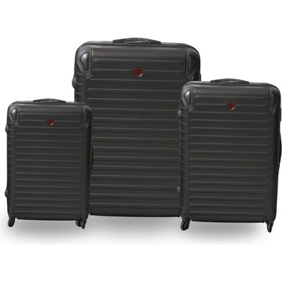 Roller Luggage Trolley Bag - Dark Grey Green (3 Piece) (Hard Plastic) Image