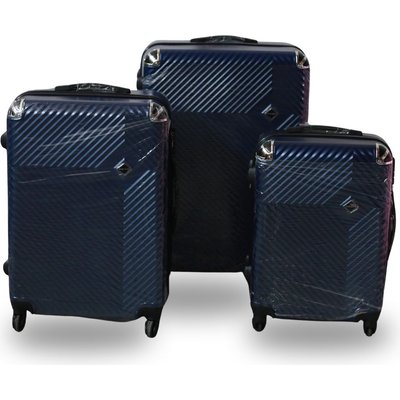 Roller Luggage Trolley Bag Diamond Pattern - Dark Blue (3 Piece) (Hard Plastic) Image
