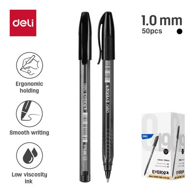 Deli Every Ballpoint Pen - Black (1.0mm Nib)(Box of 50) Image