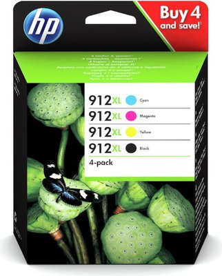 HP 912XL Original Black and Tri Colour Combo Pack Ink Cartridge Image