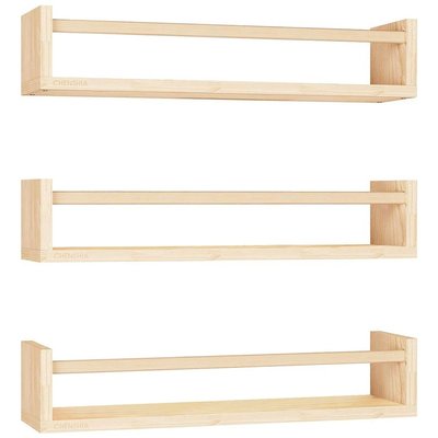 Chenshia Floating Bookshelves Natural Wood Kids Nursery Storage Wall - 3 Piece Image