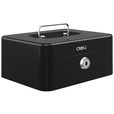 Deli Metal Safe CASH BOX Black 200Lx160Wx90H mm Set Image