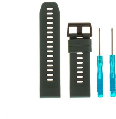 Épique Silicone Two-Tone Large Hole Watch Strap – Garmin Fenix 6X (Dark Green and Black) Image