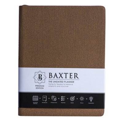 Baxter Undated Planner Large - Brown With Zip (A4) Image