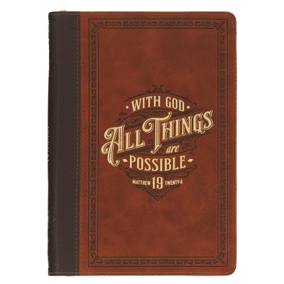All Things Matthew 19:26 Bible Verse Inspirational Faux Leather Notebook Image