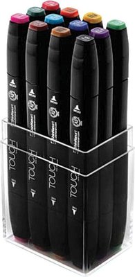 ShinHan Touch Twin Wood Colours Marker Pen Set (12 x Assorted Wood Colours) Image