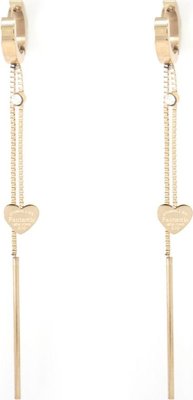 Cazabella Stainless Steel Heart Drop Earrings (Rose Gold) Image