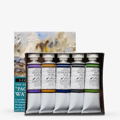 M. Graham Artist' Watercolour Paint Set - Pacific (5 Colours)(15 ml) Image