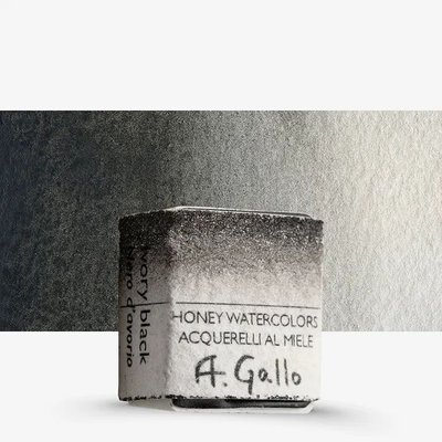 A.Gallo Handmade Watercolour Paint - Ivory Black (Half Pan) Image