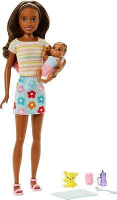 Barbie Skipper Babysitters Inc. Doll with Baby (Brown Hair) Image