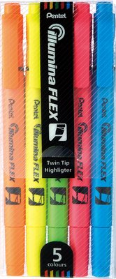Pentel Illumina Flex Twin Tip Highlighter (Wallet Of 5) Image