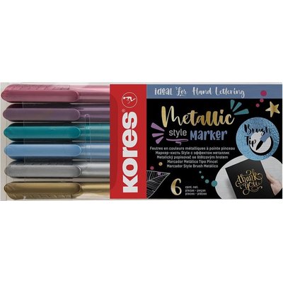 Kores Brush-Tip Markers (Metallic Style)(6 Markers) Image