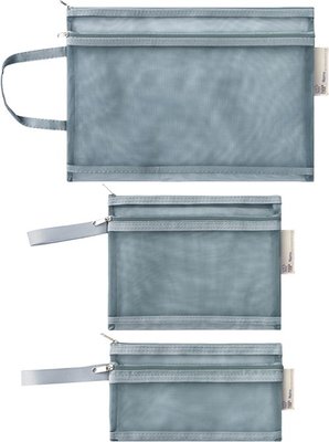 Two Pouch Bag with Handle - (3 Bags Set)(A4+A5+A6 Size)(Grey)(See-Through) Image