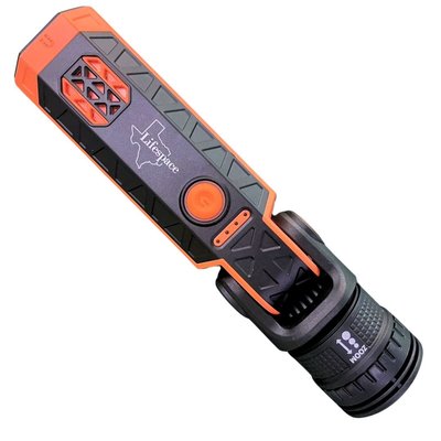 Lifespace Premium 3-in-1 Portable Emergency Flashlight Torch with Siren Alarm, USB C-Port & Strong Magnetic Base (Black & Orange) Image