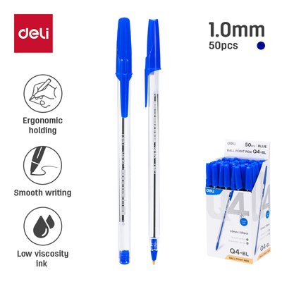 Deli Think Ballpoint Pen - Blue (Clear Barrel)(Box of 50) Image