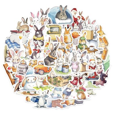 50-Piece - Cute Rabbit Stickers Image