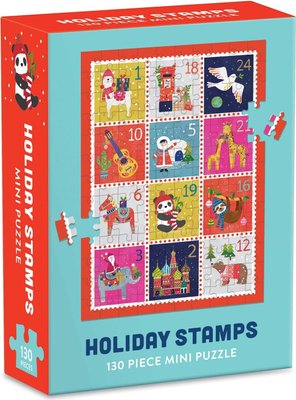 Galison Holiday Stamps Mini Jigsaw Puzzle (130 Piece) Image