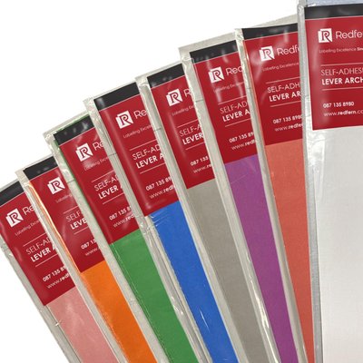 Redfern Lever Arch File Labels Value Pack (24 Pack)(Assorted Colours) Image