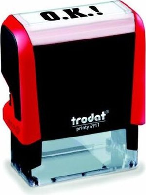 Trodat 4911 S-Printy Stock Text Stamp - OK! (Black Ink) Image