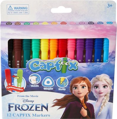 Disney Frozen Capfix Triangular Fibre-Tip Markers (Pack of 12) Image