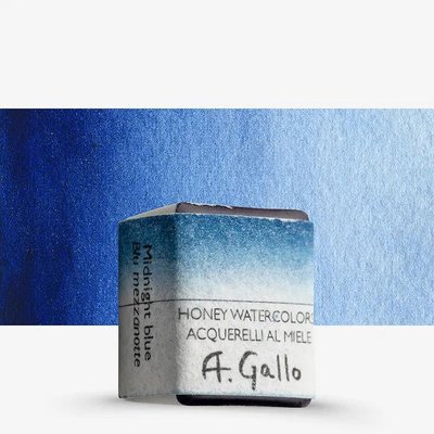 A.Gallo Handmade Watercolour Paint - Midnight Blue (Half Pan) Image