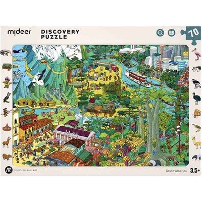 Mideer Search & Find Discovery Jigsaw Puzzle - South America (70 Pieces) Image