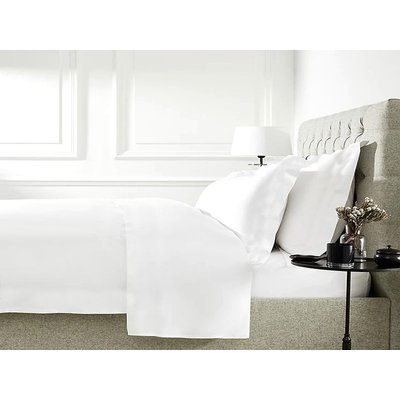 Reys Fine Linen 300TC 100% Cotton SuperKing Duvet Cover Set (Plain White) Image