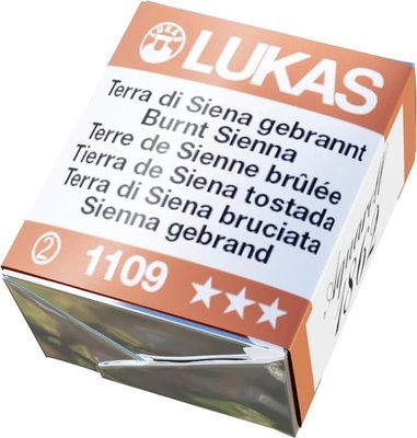 Lukas 1862 Watercolour Paint - Burnt Sienna 1109 (Half Pan) Image