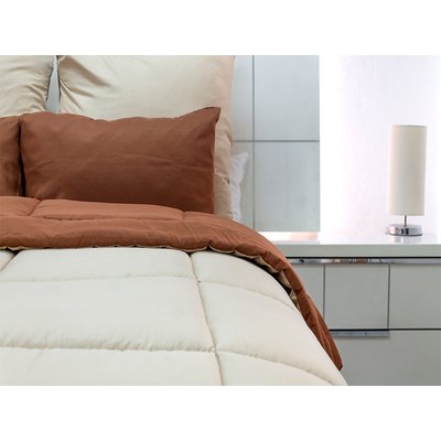 Simply Sleep - Reversible Comforter Set - 90 GSM Micro Fibre - Tiramisu - Gray Flannel, Single - Three Quarter Image
