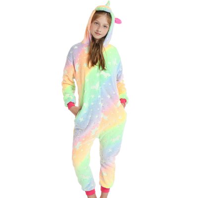 Iconix Kids Glow-in-the-Dark Unicorn Onesie (Orange & Green) Image