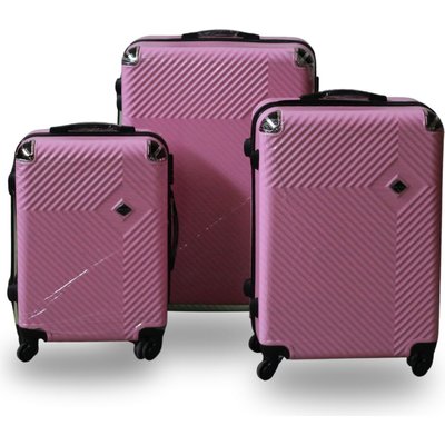 Roller Luggage Trolley Bag Diamond Pattern - Purple (3 Piece) (Hard Plastic) Image