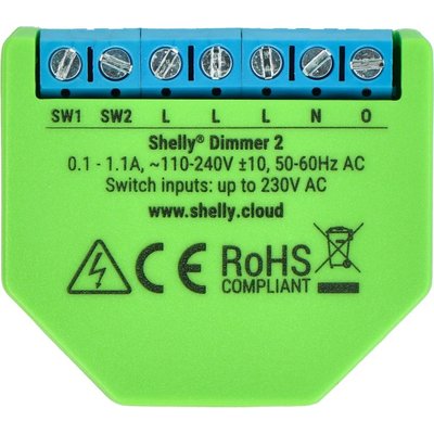 Shelly Dimmer 2 Smart Wi-Fi Relay Switch (Green & Blue) Image