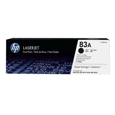 HP 83A CF283AD Original LaserJet Toner Cartridges with Smart Printing Technology (2 Pack)(Black) Image
