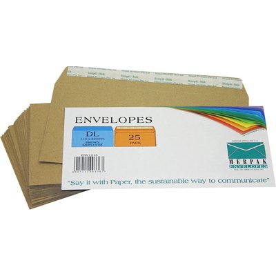 Merpak "Plain Wage" Brown Simpli Stik Envelopes (152 x 102mm)(10 x 50 Packs)(500 Box) Image