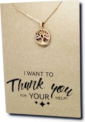 CRCS -Stainless Steel Necklace On Card-Rose Gold Tree of Life Image