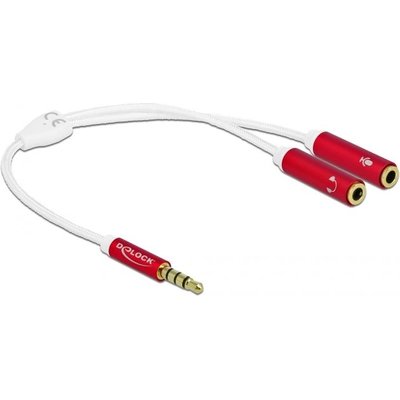 DeLOCK 66519 1x 3.5mm Stereo Jack Male to 2x 3.5mm Stereo Jack Female Audio Adapter (0.2m)(Red and White) Image