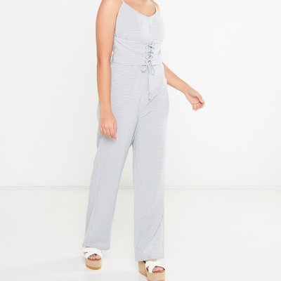 Carmen Sense Lifestyle Milah Chequered Ladies Jumpsuit (Grey) Image