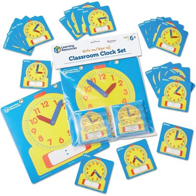 Learning Resources - Write And Wipe Clocks Classroom (Set Of 25) Image