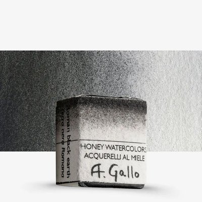A.Gallo Handmade Watercolour Paint - Roman Black Earth (Half Pan) Image