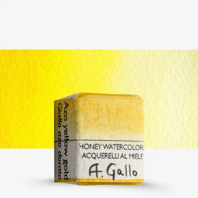 A.Gallo Handmade Watercolour Paint - Azo Yellow Gold (Half Pan) Image