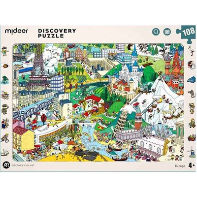 Mideer Search & Find Discovery Jigsaw Puzzle - Europe (108 Pieces) Image