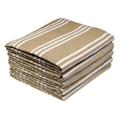 Kitchen Towel - Design 2453 - 45x69cm - (5 Pc Pack) - Stripes - Beige Image