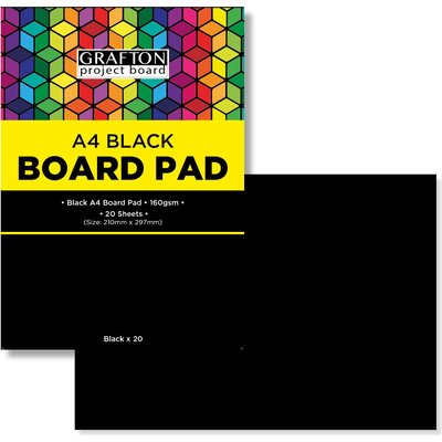 Grafton A4 Board Pad - Black (160gsm)(20 Sheet) Image