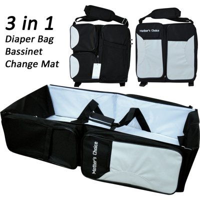 3-in-1 Portable Bassinet, Diaper Bag & Changing Mat Image